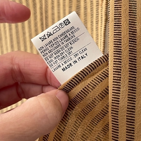 Golden Goose Graphic Striped Print Two Tone Yellow White Long Sleeve Blouse Sm - Picture 7 of 7